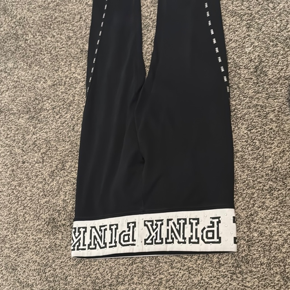 Black Leggings and Hoodie Set with PINK Logo